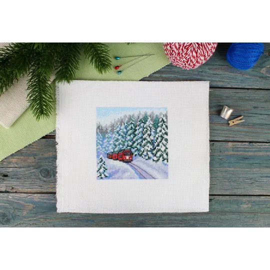 Cross stitch kit "Through the winter forest" 11x11 cm SM-988