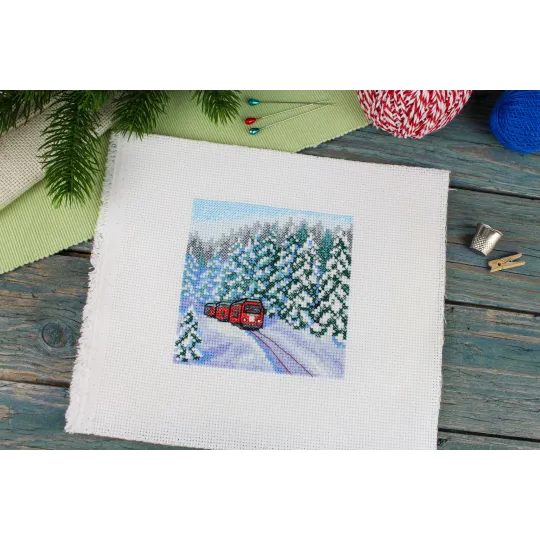 Cross stitch kit "Through the winter forest" 11x11 cm SM-988