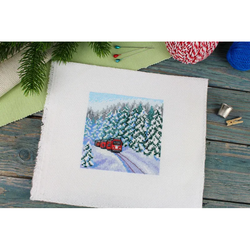 Cross stitch kit "Through the winter forest" 11x11 cm SM-988