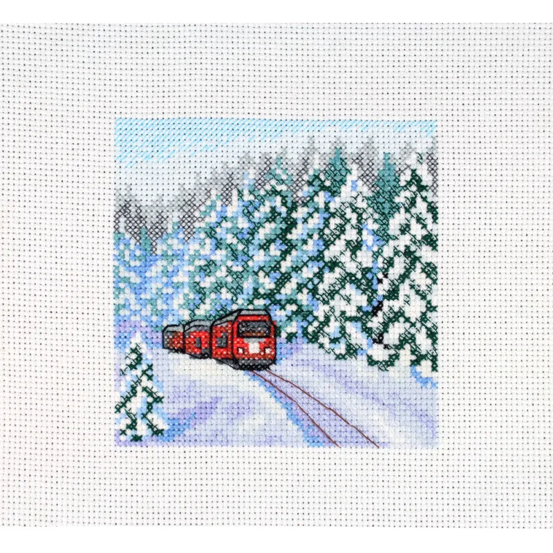 Cross stitch kit "Through the winter forest" 11x11 cm SM-988