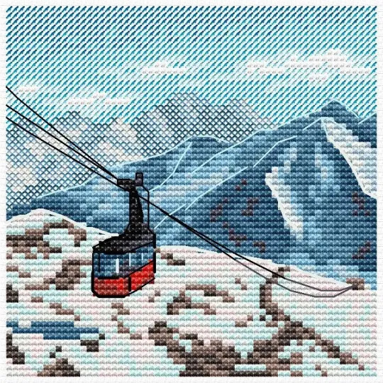 Cross stitch kit "Mountain trip" 11x11 cm SM-986