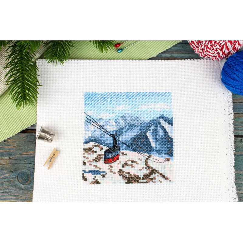 Cross stitch kit "Mountain trip" 11x11 cm SM-986