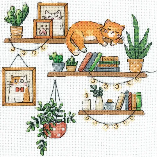 Cross Stitch Kit "Buchliebhaber" 18x18 cm SANL-24