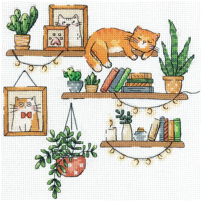 Cross stitch kit "Book lover" 18x18 cm SANL-24