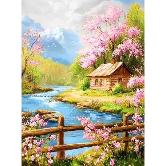 Diamant-Malerei mit Keilrahmen Chalet 30x40 cm VA850