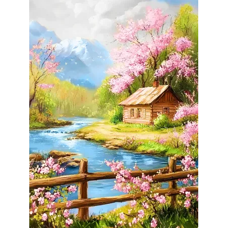 Алмазная мозаика на подрамнике Шале 30x40 см VA850