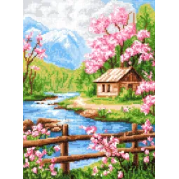 Алмазная мозаика на подрамнике Шале 30x40 см VA850