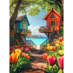 Diamant Malerei mit Keilrahmen Nachbarschaft 30x40 cm VA845