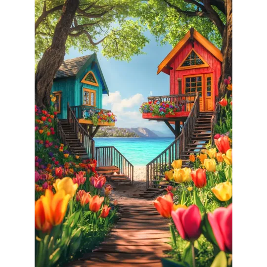 Алмазная живопись с подрамником "Соседи" 30x40 см VA845