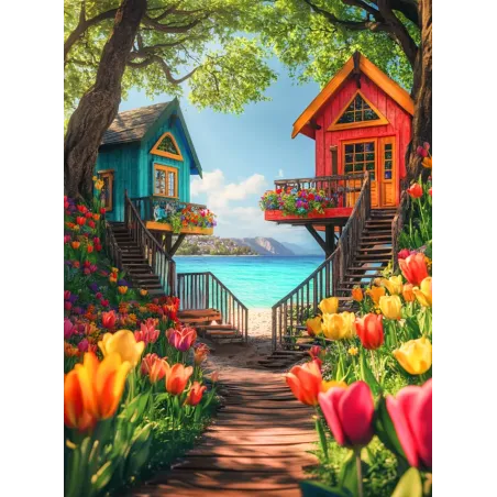 Diamant Malerei mit Keilrahmen Nachbarschaft 30x40 cm VA845