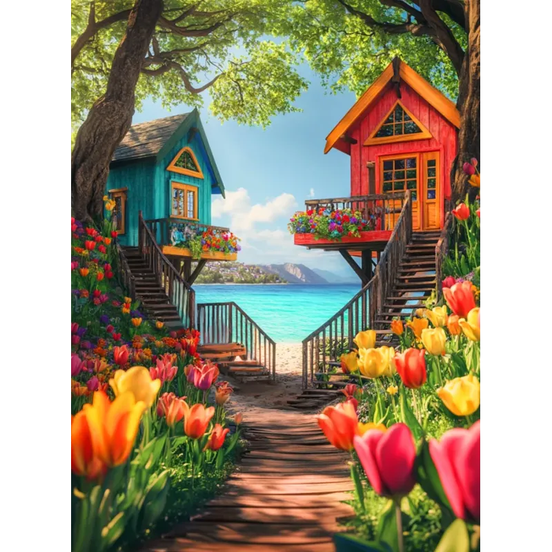 Алмазная живопись с подрамником "Соседи" 30x40 см VA845