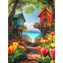 Алмазная живопись с подрамником "Соседи" 30x40 см VA845