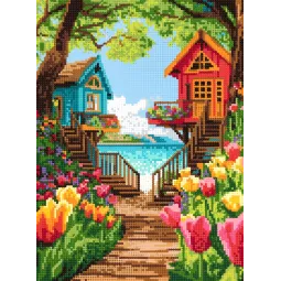 Diamant Malerei mit Keilrahmen Nachbarschaft 30x40 cm VA845