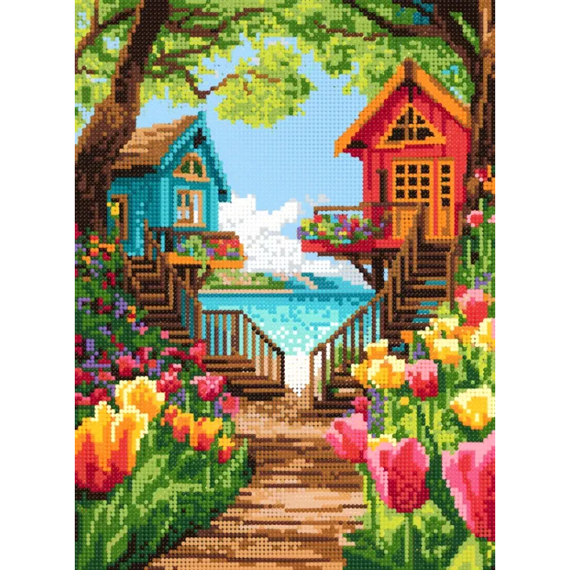 Алмазная живопись с подрамником "Соседи" 30x40 см VA845