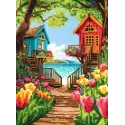 Diamant Malerei mit Keilrahmen Nachbarschaft 30x40 cm VA845