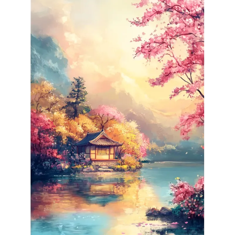 Diamond Painting avec châssis Maison sur le lac 30x40 cm VA835