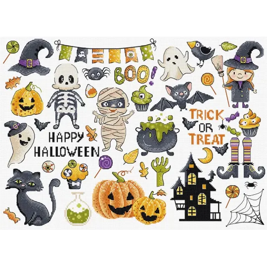 Kit point de croix "Halloween Sampler" 38x27m SLETIL8225