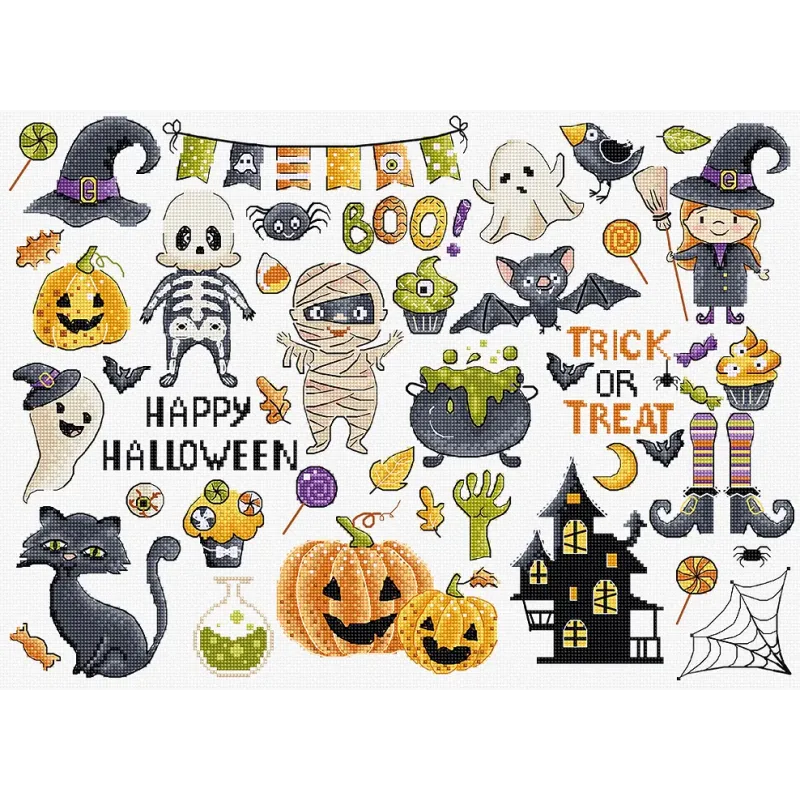 Kit point de croix "Halloween Sampler" 38x27m SLETIL8225