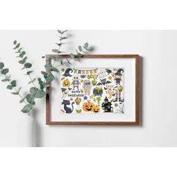 Kit de point de croix "Halloween Sampler" 38x27m SLETIL8225