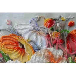 Pagrindinis karoliukų siuvinėjimo rinkinys Delikatiškos gėlės (Gėlės) 27x40 cm AAB-805