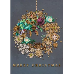 Pagrindinis karoliukų siuvinėjimo rinkinys Naujųjų metų vainikas (Žiemos pasaka) AAB-828