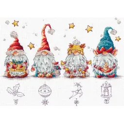 Kit de point de croix "Gnomes de Noël" SANR-55
