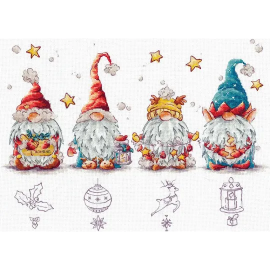 Cross stitch kit "Christmas gnomes" SANR-55