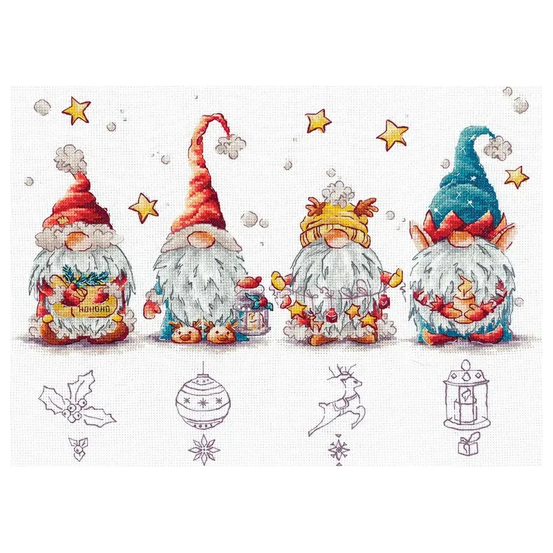 Cross stitch kit "Christmas gnomes" SANR-55