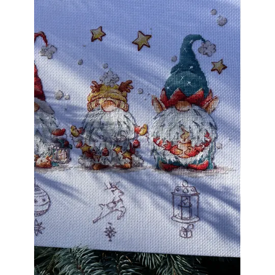 Cross stitch kit "Christmas gnomes" SANR-55