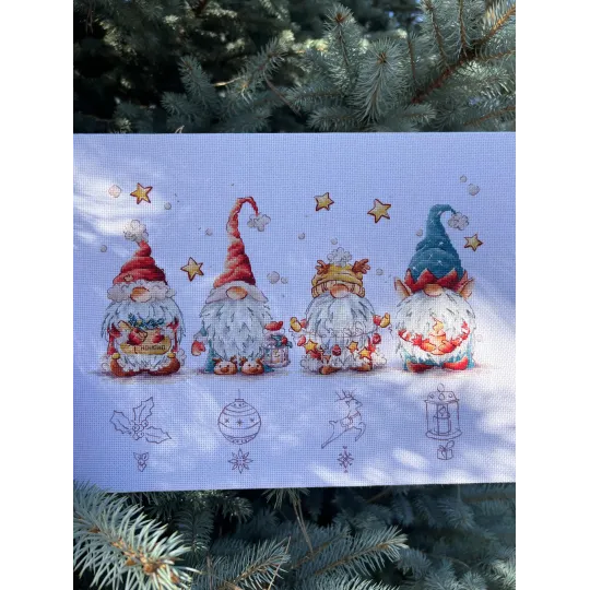 Cross stitch kit "Christmas gnomes" SANR-55