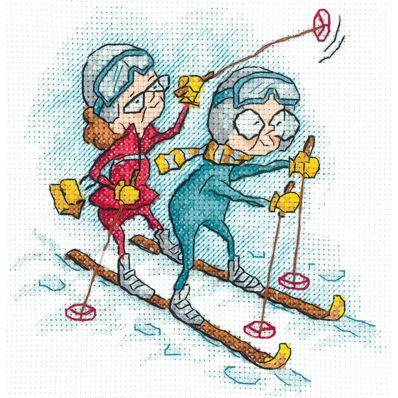 Cross Stitch Kit "Großmütter Skifahrer" SANB-24