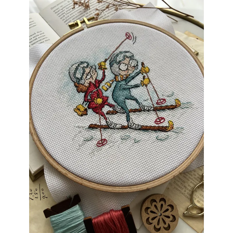 Cross Stitch Kit "Großmütter Skifahrer" SANB-24