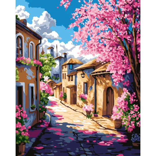 Malen nach Zahlen Set "Blühende Straßen der Provence" 40x50 cm W090 0425