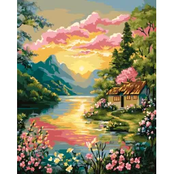 Dažų rinkinys pagal skaičius "Saulėlydžio kraštovaizdis" 40x50 cm W088 0326