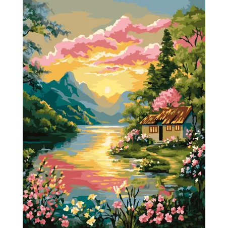 Dažų rinkinys pagal skaičius "Saulėlydžio kraštovaizdis" 40x50 cm W088 0326