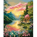 Dažų rinkinys pagal skaičius "Saulėlydžio kraštovaizdis" 40x50 cm W088 0326