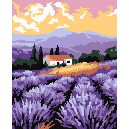 Kit de peinture par numéros "Paysage de lavande" 16.5x13 cm MINI319 0125