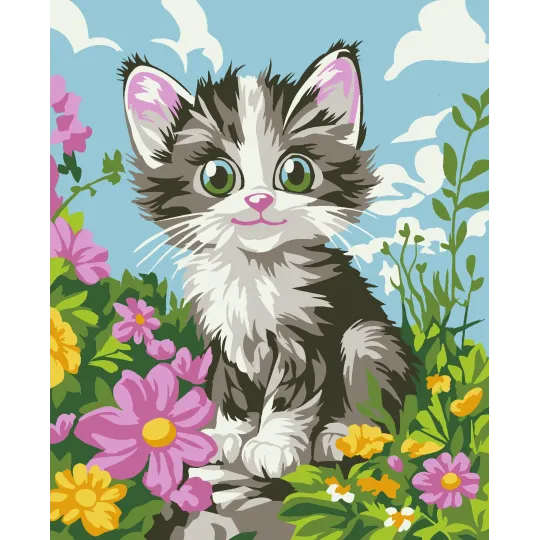 Kit de peinture par numéros "Chaton duveteux" 16,5x13 cm MINI318 0425
