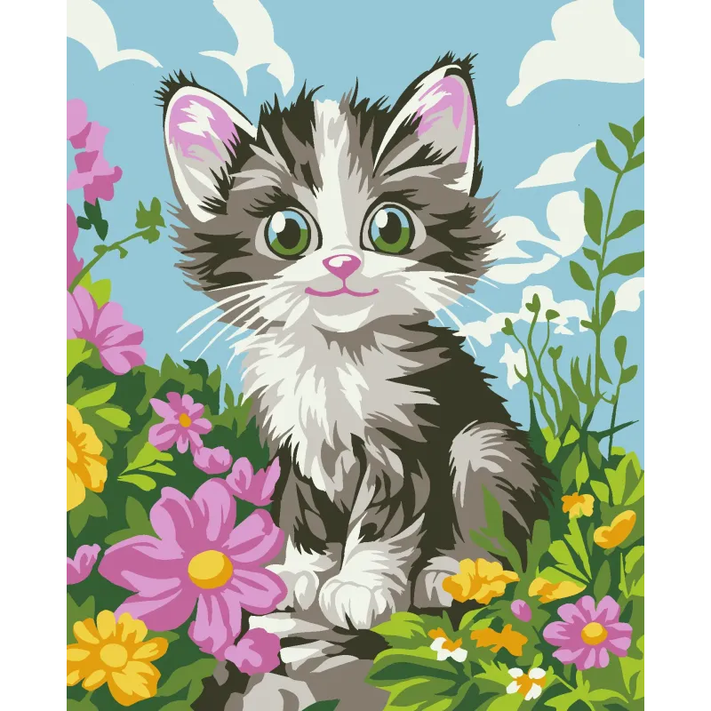 Kit de peinture par numéros "Chaton duveteux" 16,5x13 cm MINI318 0425