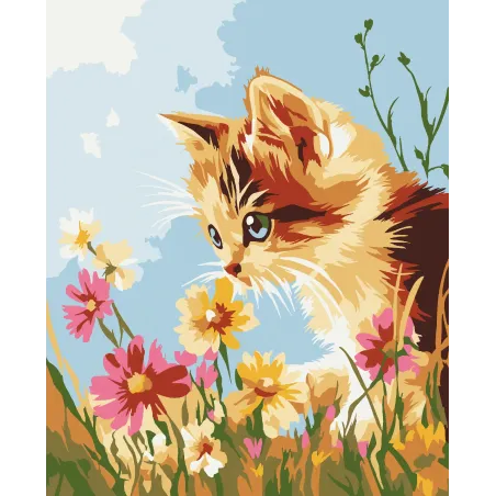 Paint by Numbers kit "Kitten in flowers" 16.5x13 cm MINI317 0425