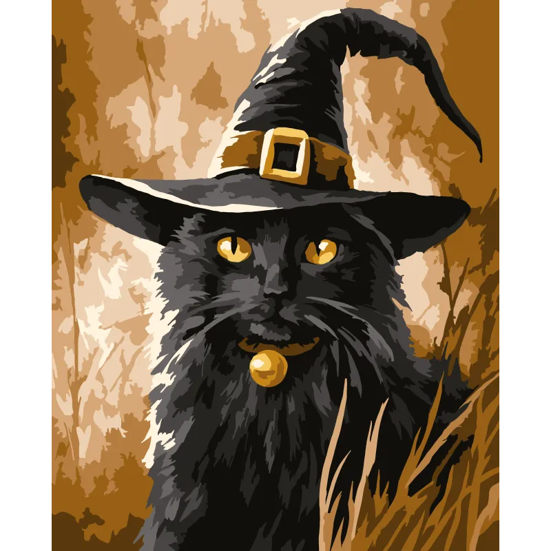 Malen nach Zahlen Set "Schwarze Katze" 16,5x13 cm MINI315 0425