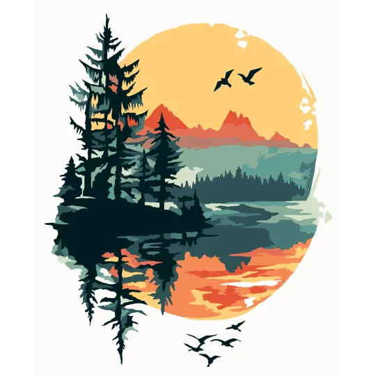 Kit de peinture par numéros "Réflexion" 16,5x13 cm MINI312 0425