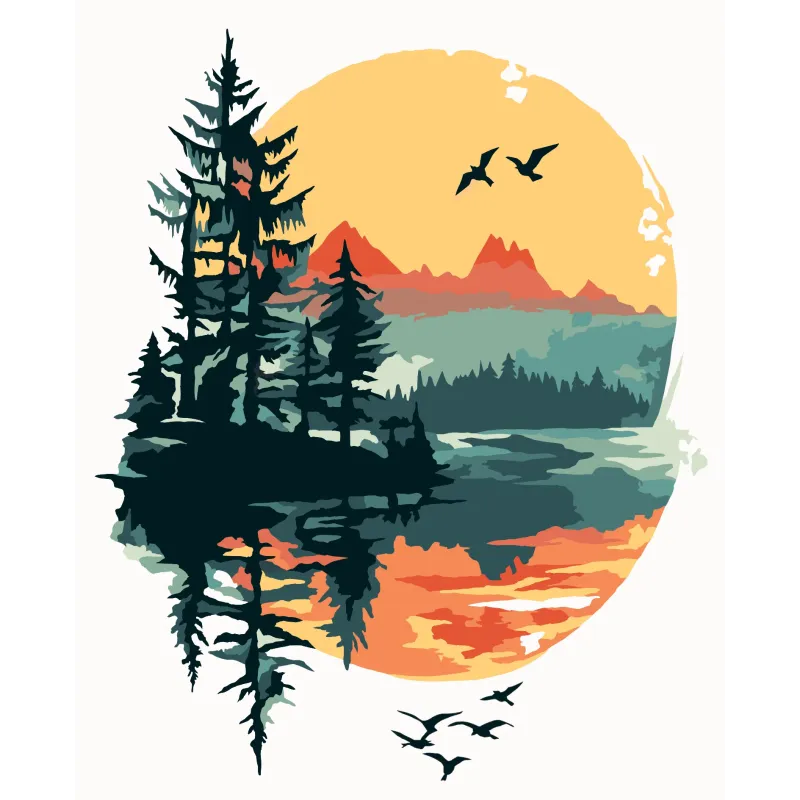 Набор для рисования по номерам "Отражение" 16.5x13 cm MINI312 0425