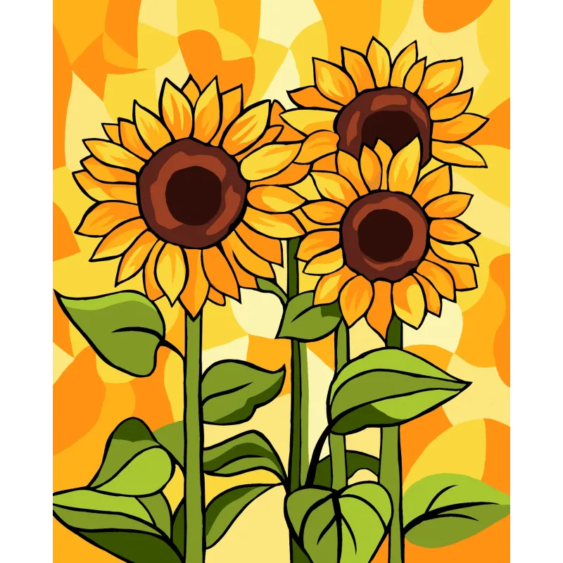 Malen nach Zahlen Set "Sonnenblumen" 16.5x13 cm MINI306 0425
