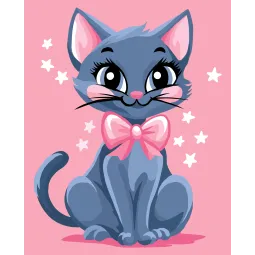 Kit de peinture par numéros "Chat avec un nœud" 16,5x13 cm MINI303 0425