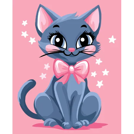 Раскрась по номерам "Кот с бантиком" 16,5x13 см MINI303 0425