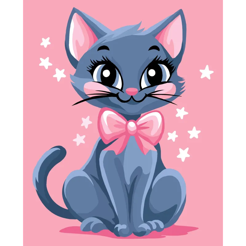 Раскрась по номерам "Кот с бантиком" 16,5x13 см MINI303 0425