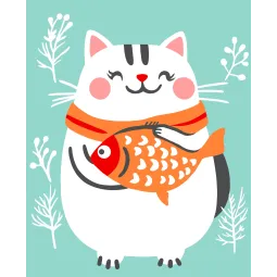 Набор для рисования по номерам 2024 года "Белый кот" 16,5x13 см MINI300