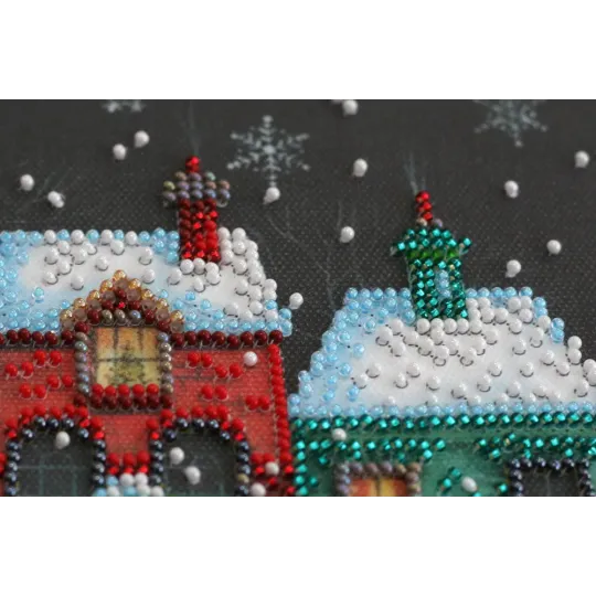 Mid-sized bead embroidery kit - Holiday town (Winter tale) 20x20 cm AAMB-048