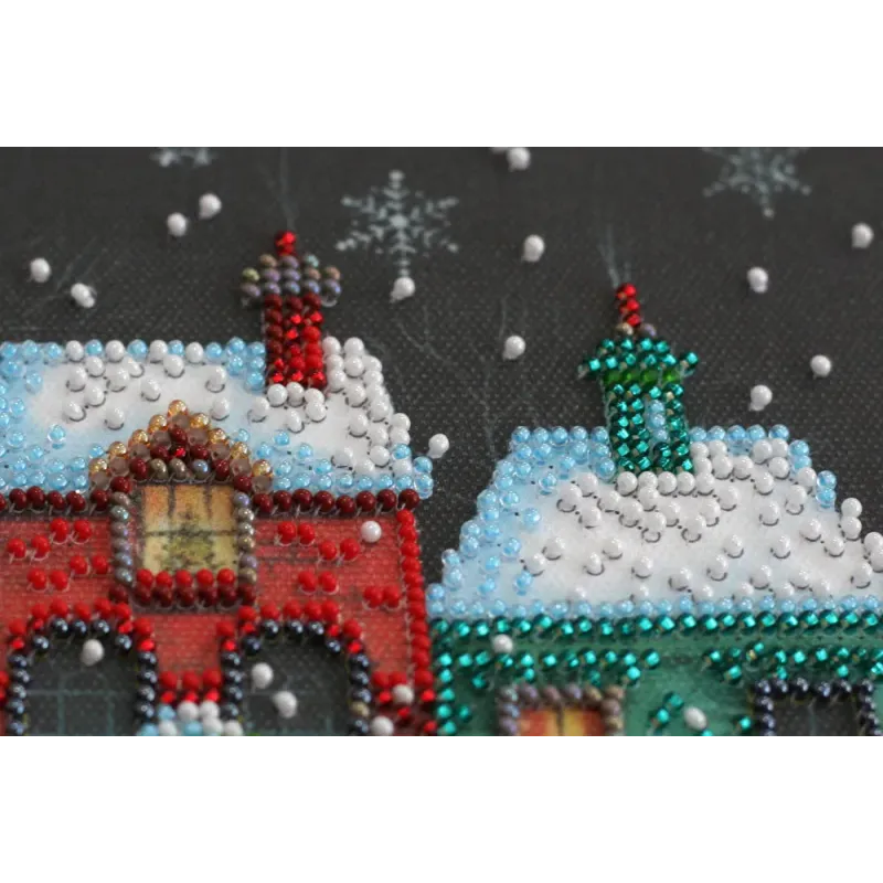 Mid-sized bead embroidery kit - Holiday town (Winter tale) 20x20 cm AAMB-048